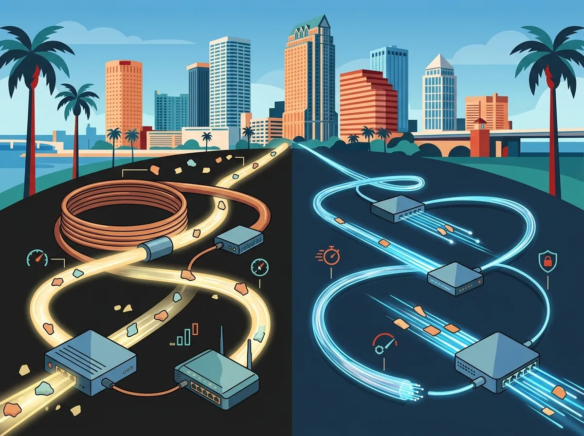 What is the difference between fiber and broadband internet for businesses in Tampa?