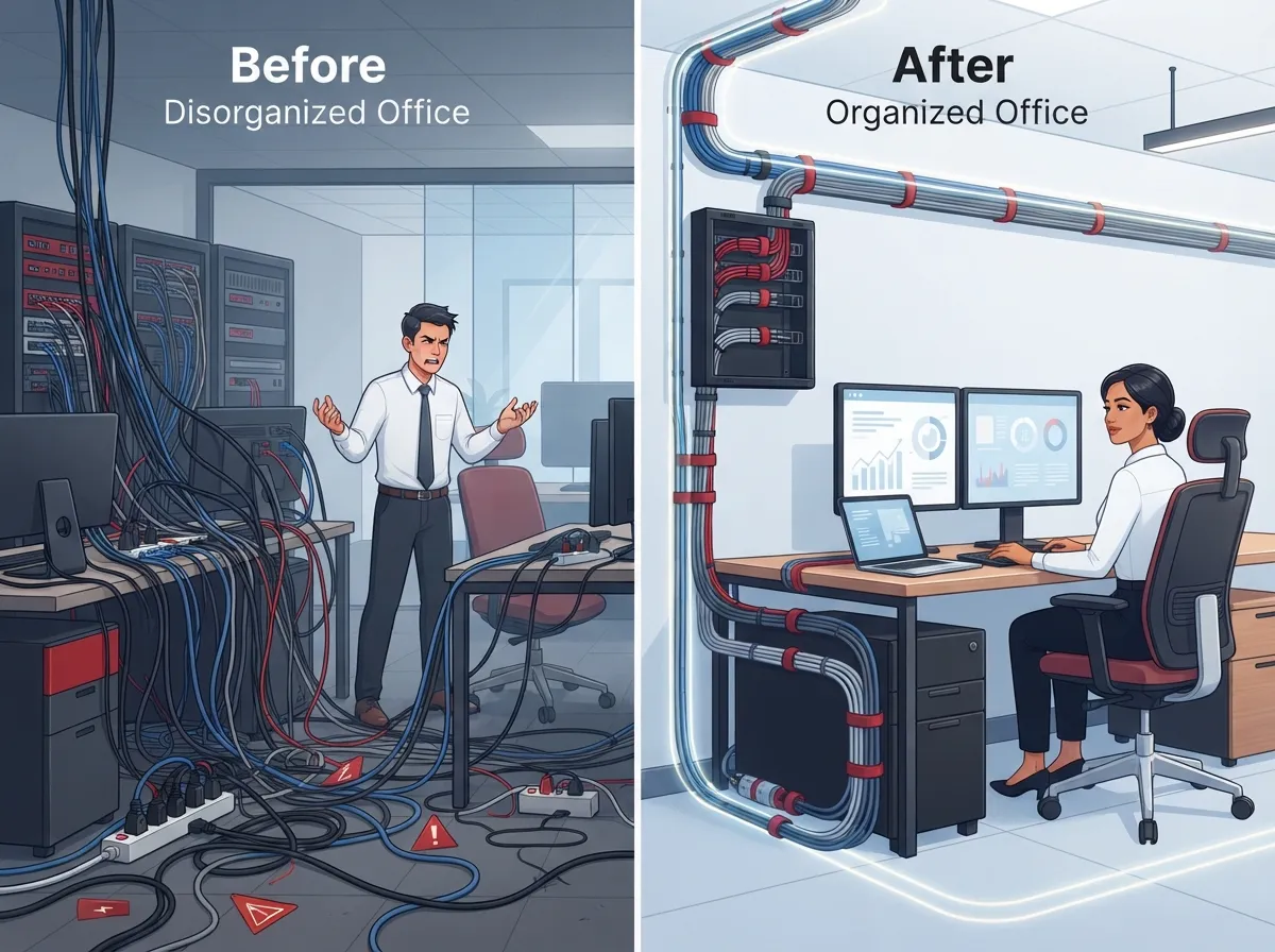 how to organize office cabling